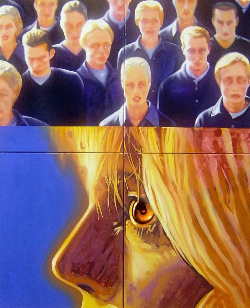 Pintura A porta 1.111 Óleo sobre lenzo do artista Xosé Lois Carreira
