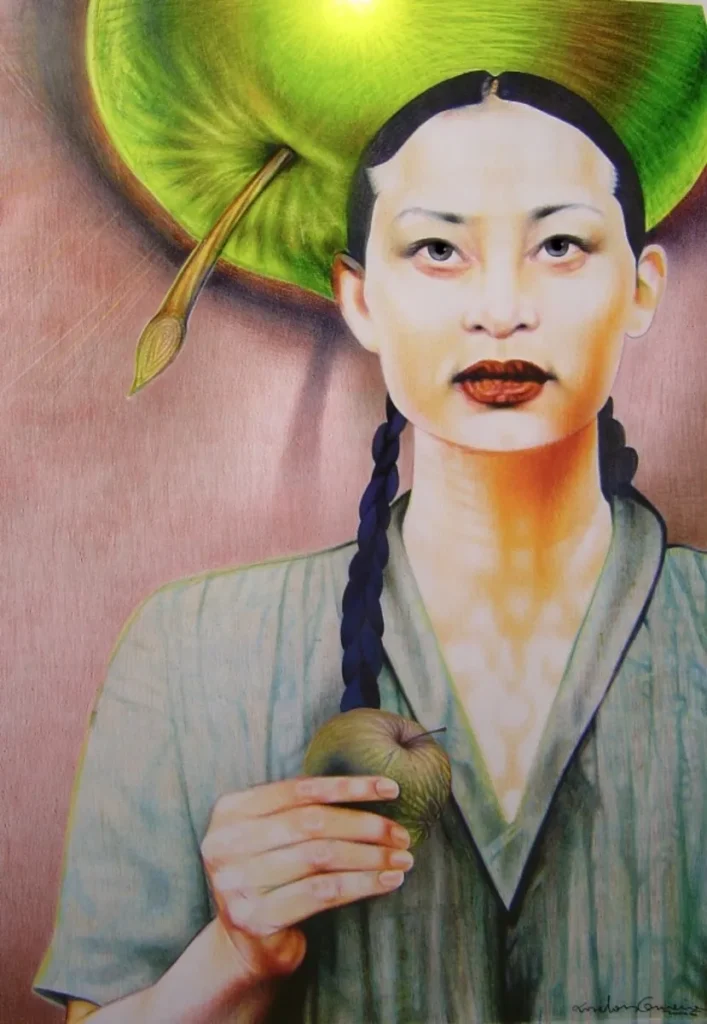 Pintura As cousas importantes non son cousas Técnica mixta sobre papel do artista Xosé Lois Carreira