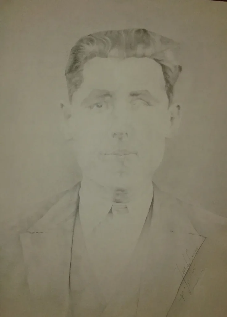 Debuxo Avó Eugenio Grafito sobre papel do artista Xosé Lois Carreira