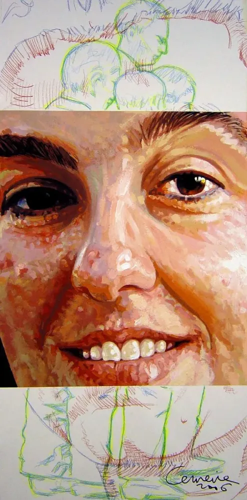 Pintura Liña aberta Técnica mixta sobre papel do artista Xosé Lois Carreira
