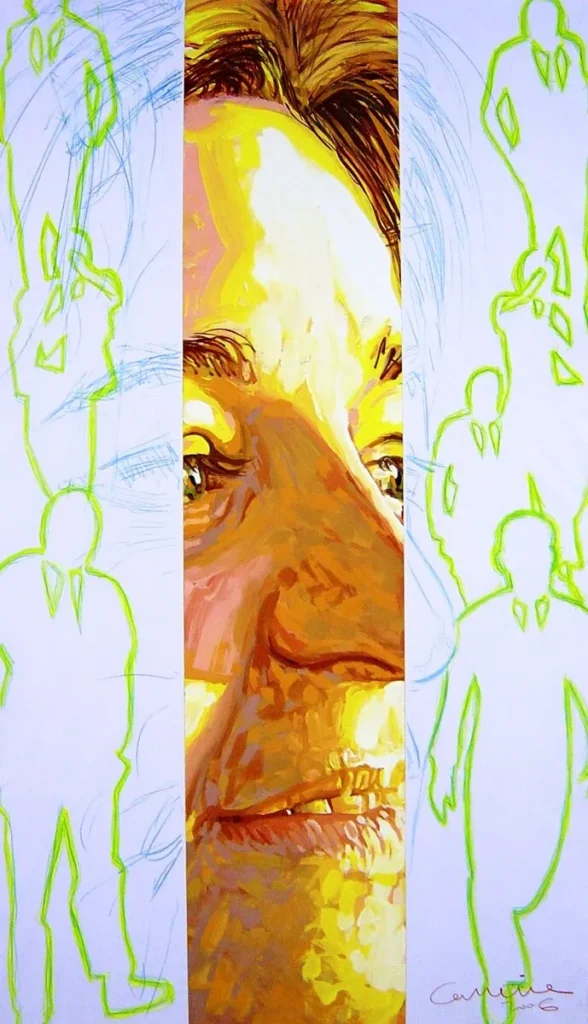 Pintura Na marxe Técnica mixta sobre papel do artista Xosé Lois Carreira