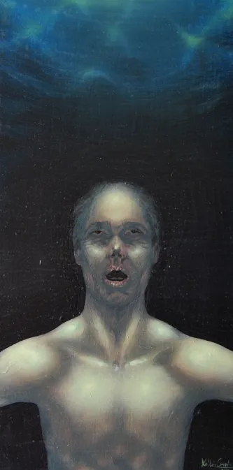 Pintura Scéne de naufrage Técnica mixta sobre taboeiro do artista Xosé Lois Carreira