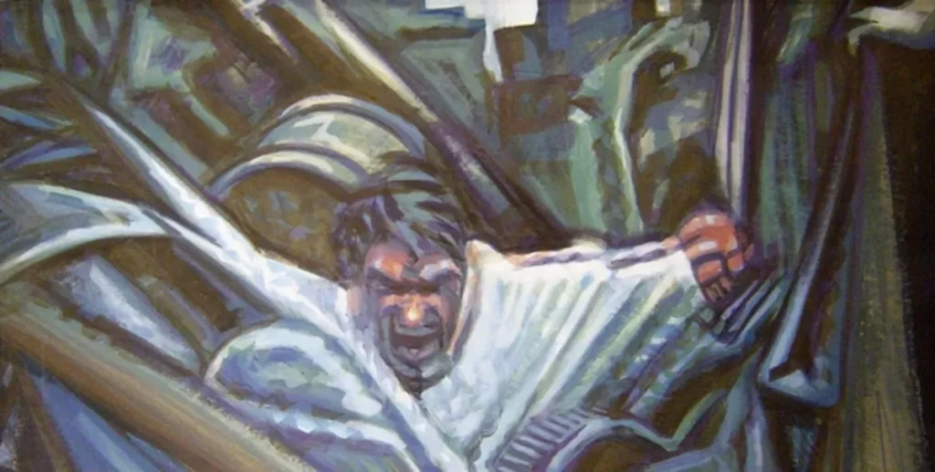 Pintura Sima interior Técnica mixta sobre papel do artista Xosé Lois Carreira