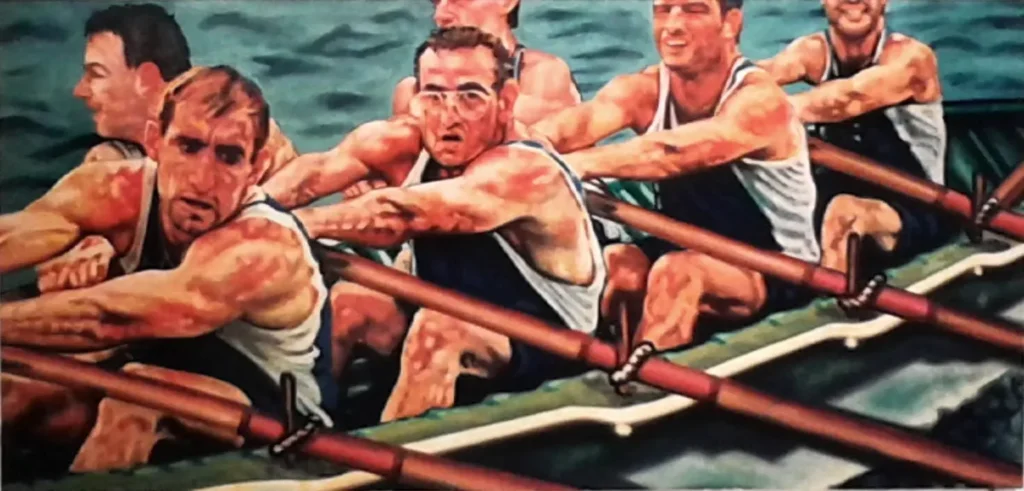 Pintura Trainera Óleo sobre lenzo do artista Xosé Lois Carreira