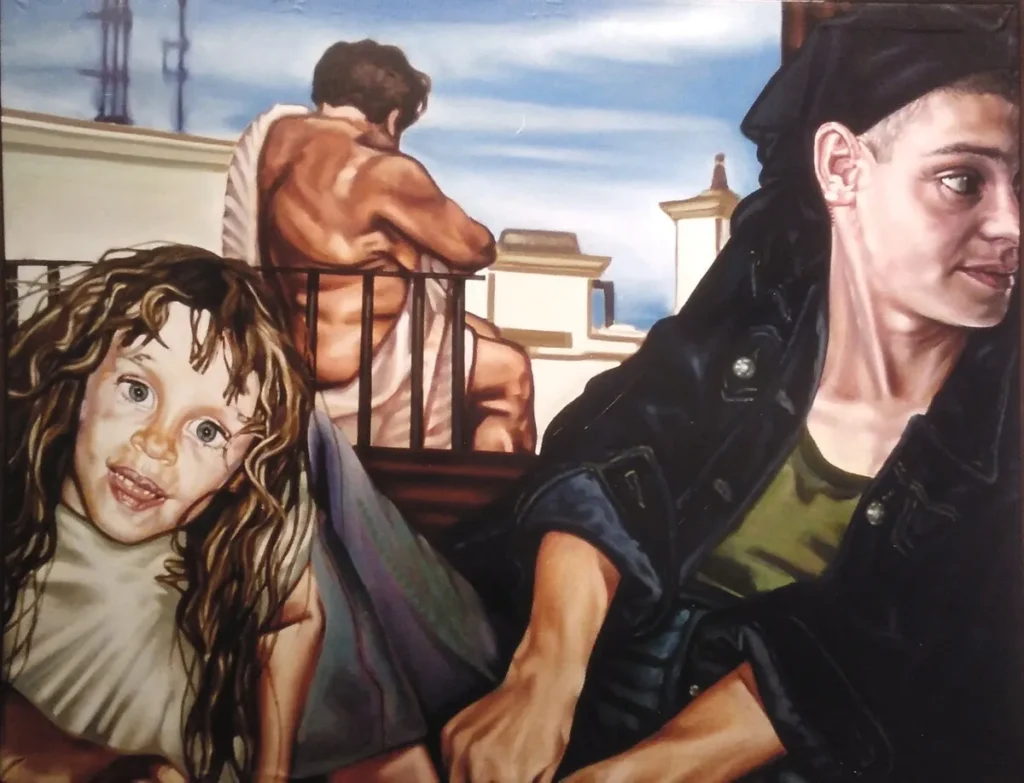 Pintura Triloxía mater Óleo sobre lenzo do artista Xosé Lois Carreira